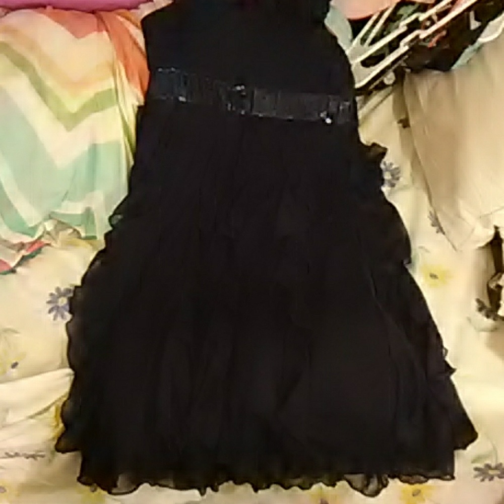 Navy blue ruffled girls dress